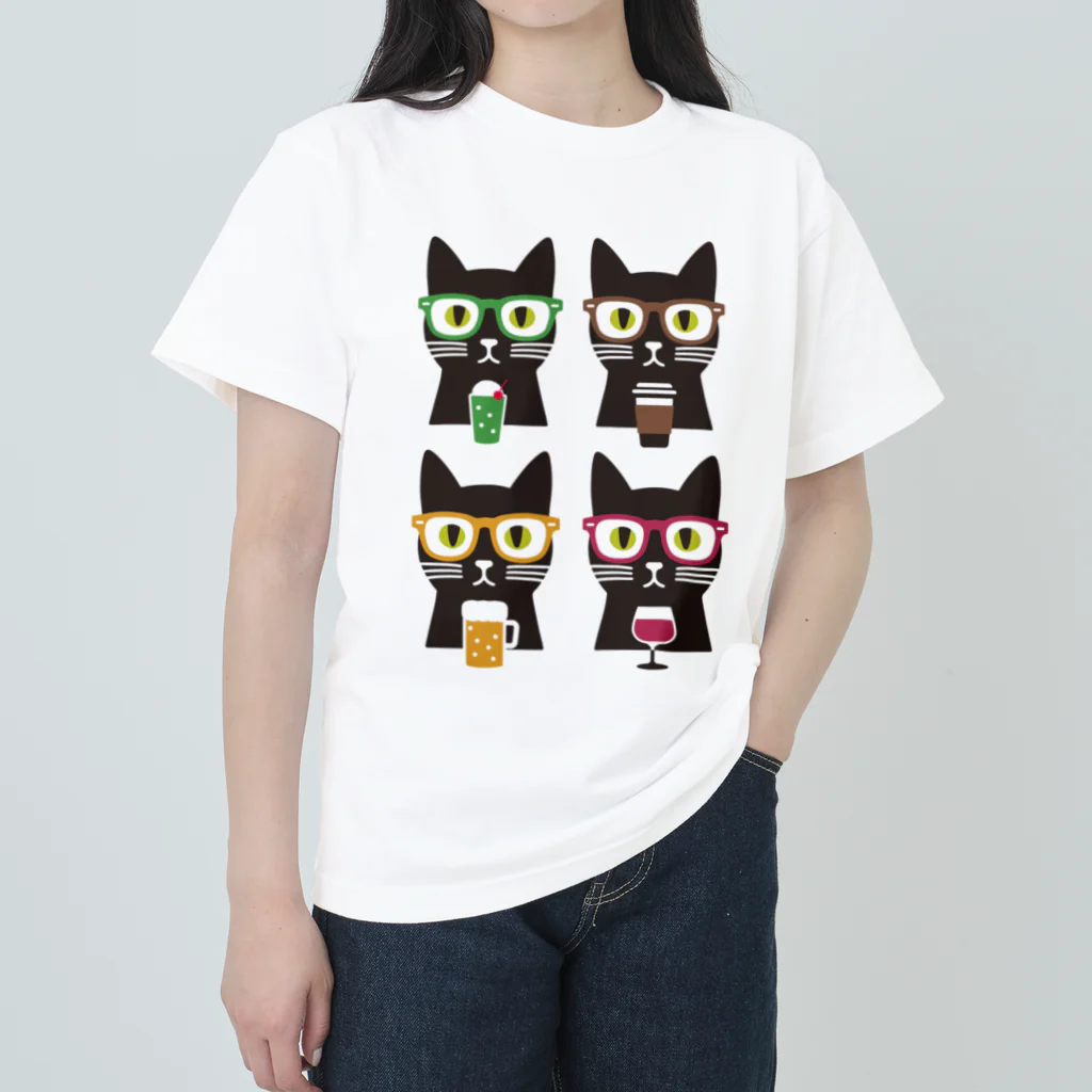 ねこのみの色々飲む ネコ ヘビーウェイトTシャツ