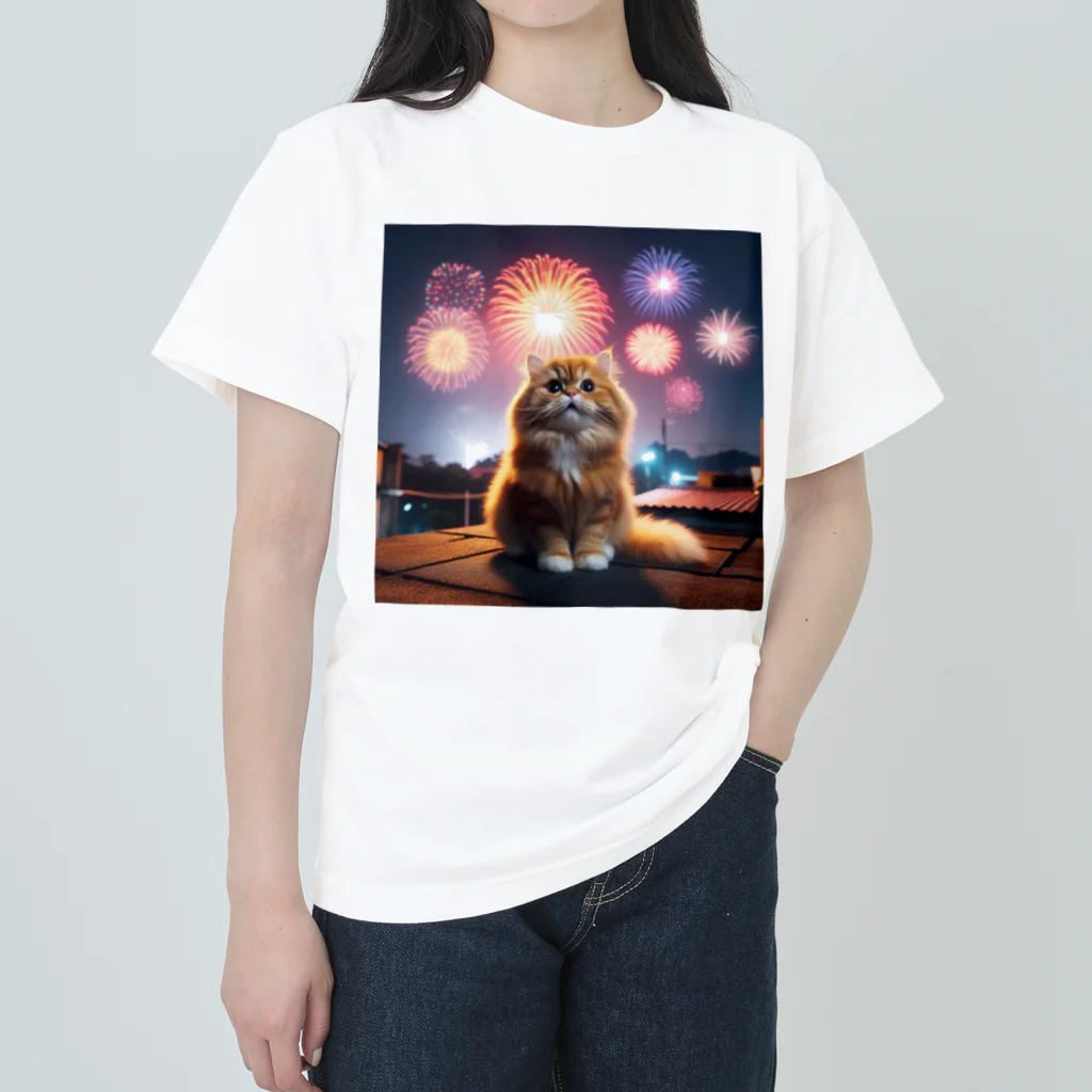 キャットパラダイス☆彡のはなびにゃんこ♡HANABI Heavyweight T-Shirt