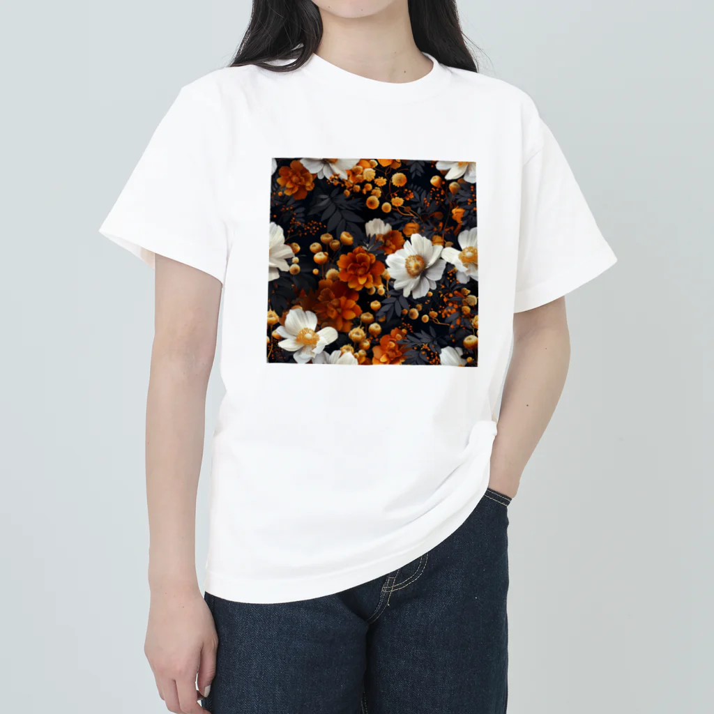 オンラインショップイエローリーフの綺麗な白と黄色い花 Heavyweight T-Shirt