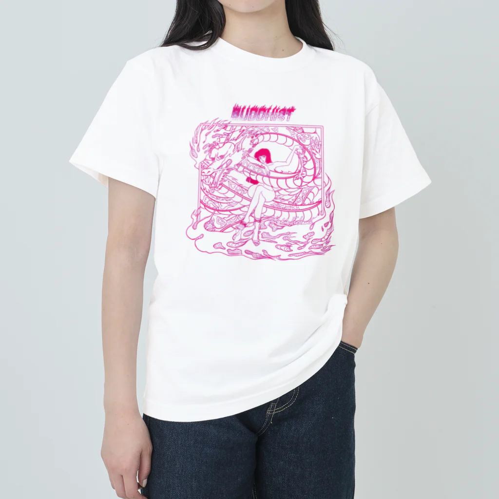 深見葵真のBUDDHIST 辰　lovely pink  Heavyweight T-Shirt