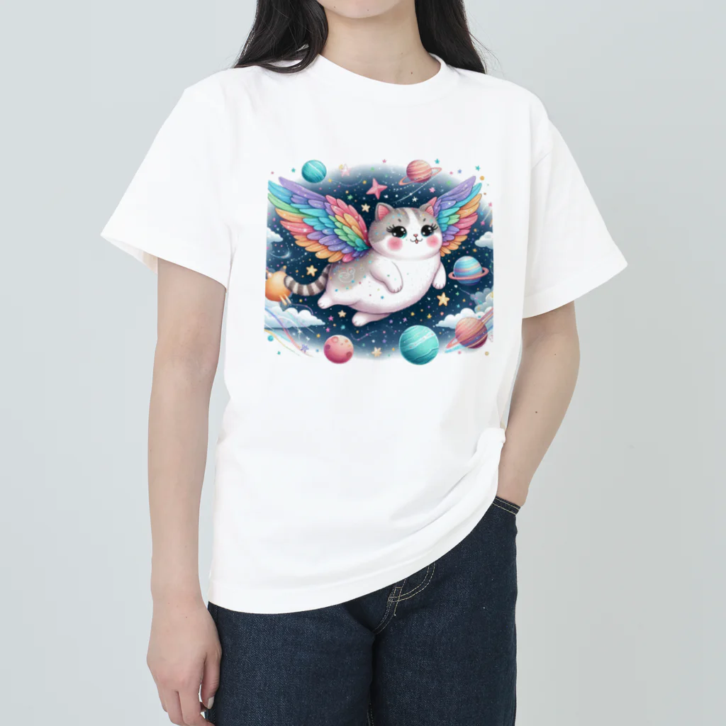 キャットパラダイス☆彡のユニ猫　宇宙空間 ヘビーウェイトTシャツ