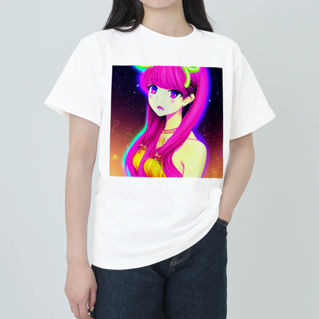 きゅぴきゅぴガールのきゅぴきゅぴ★ピンク髪美人お姉さん Heavyweight T-Shirt