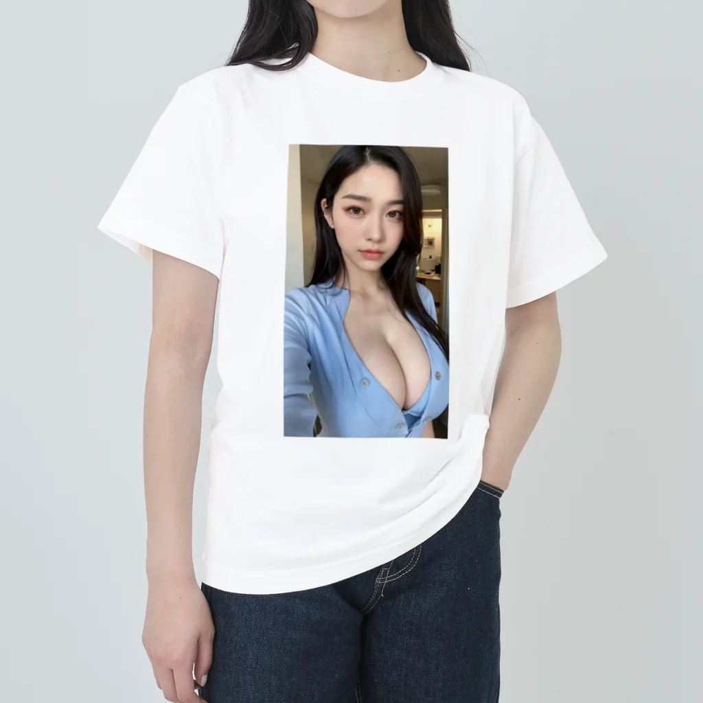 AI美女ワールドのロングヘア Heavyweight T-Shirt