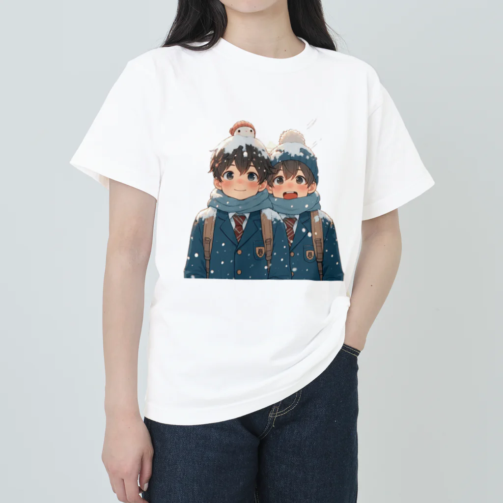 可愛い男の子イラスト販売所　By,keicyanの男の子　中学1年生　冬 ヘビーウェイトTシャツ