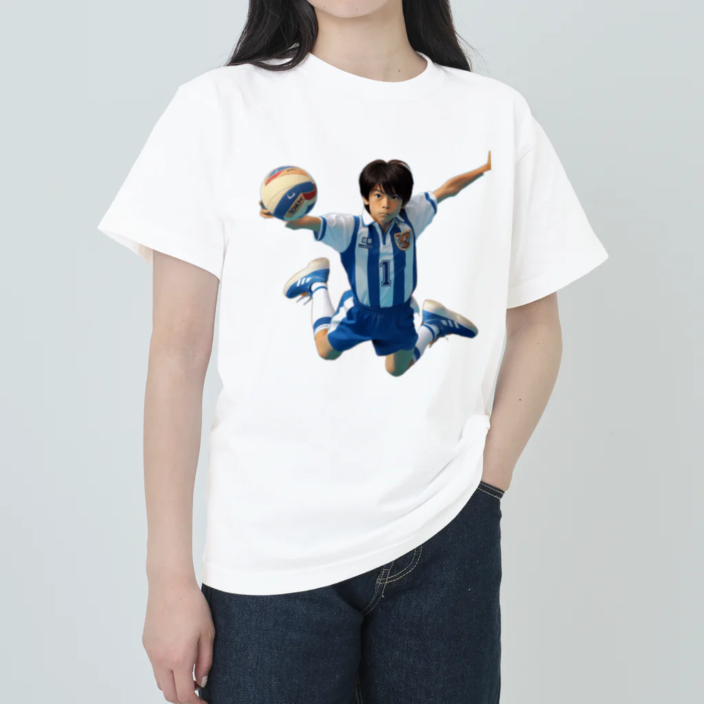 可愛い男の子イラスト販売所　By,keicyanの男の子　中学1年生　ハンドボール部 ヘビーウェイトTシャツ