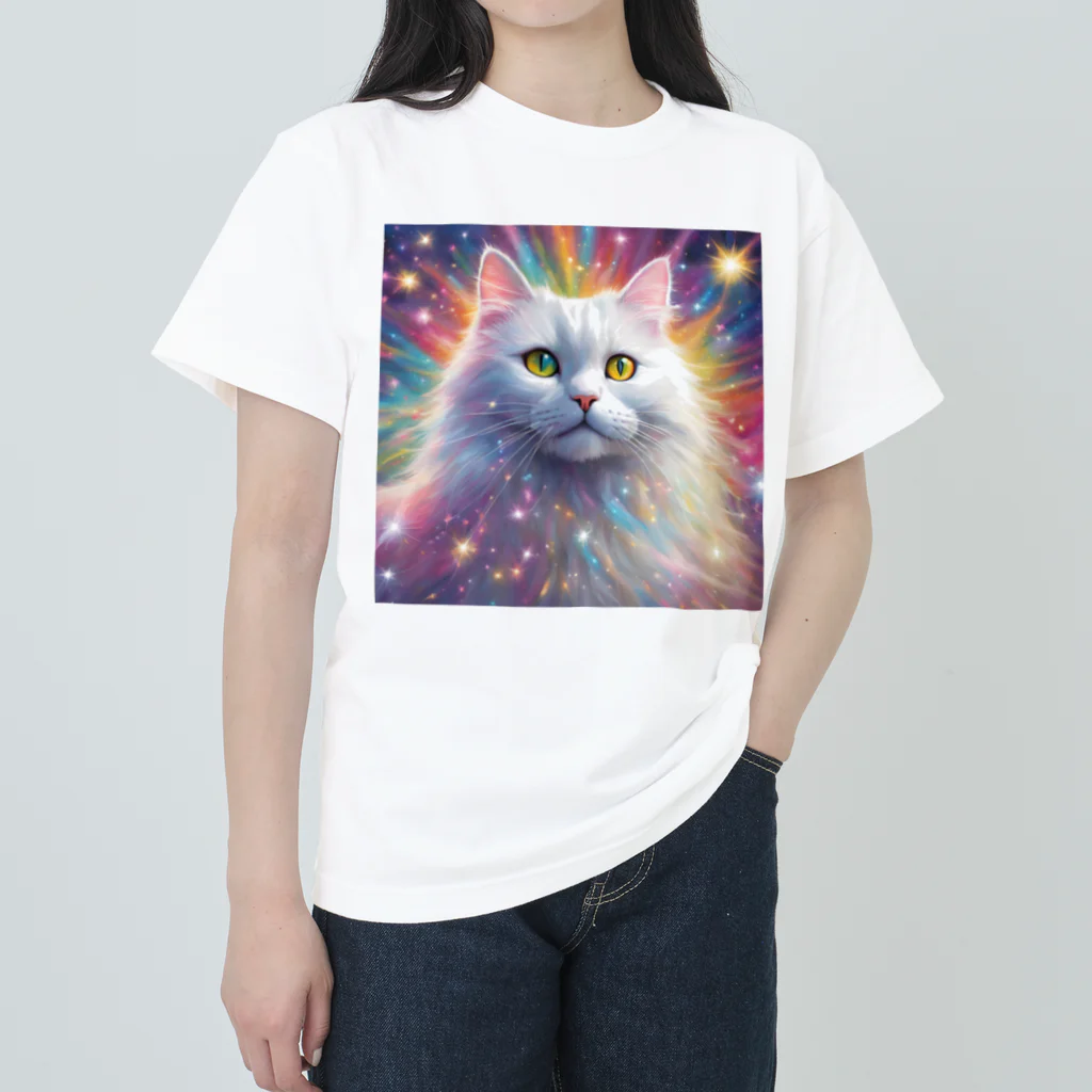 はなにゃんのおうちの虹色に輝くかわいい白猫ちゃん2 Heavyweight T-Shirt