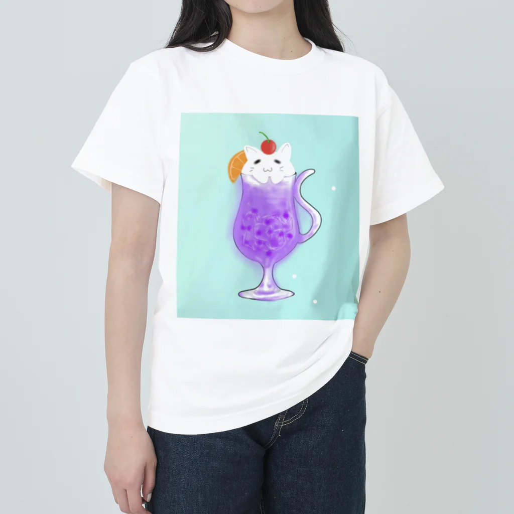 KuROiの白猫クリームソーダ Heavyweight T-Shirt