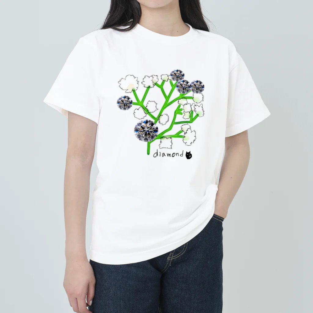 HIKARIBANAの【４月誕生月】幸せの花と石 Heavyweight T-Shirt