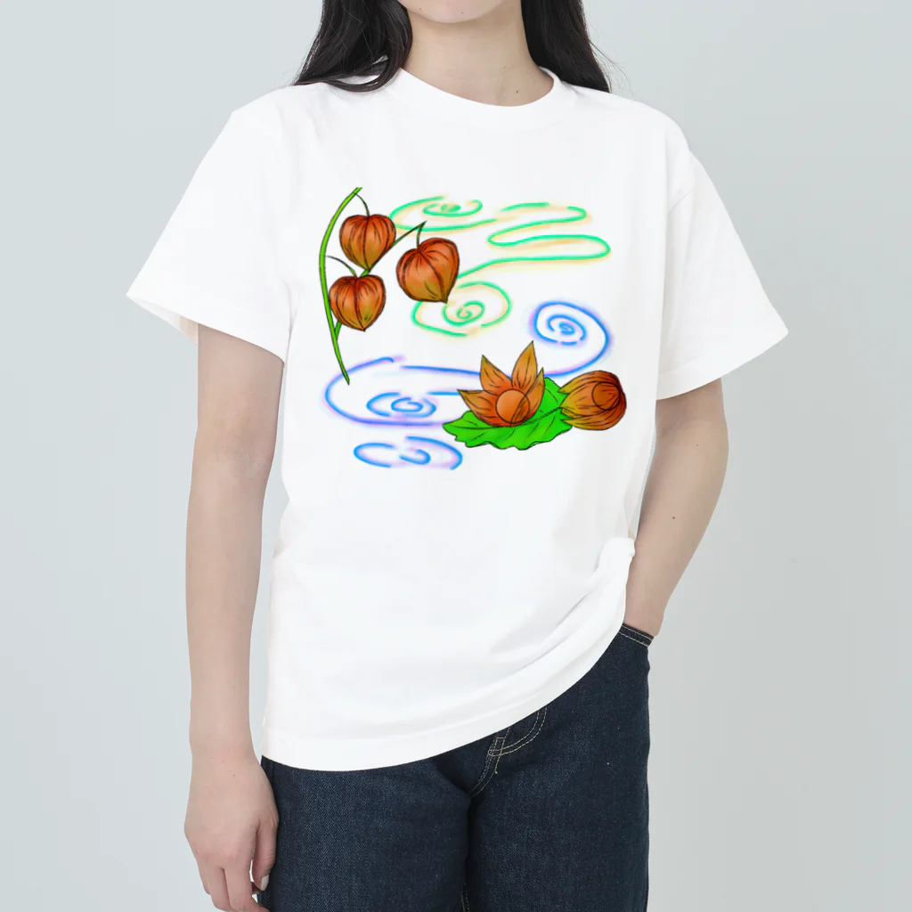 Lily bird（リリーバード）の枝つきホオズキ 水紋（和柄）その2 ヘビーウェイトTシャツ