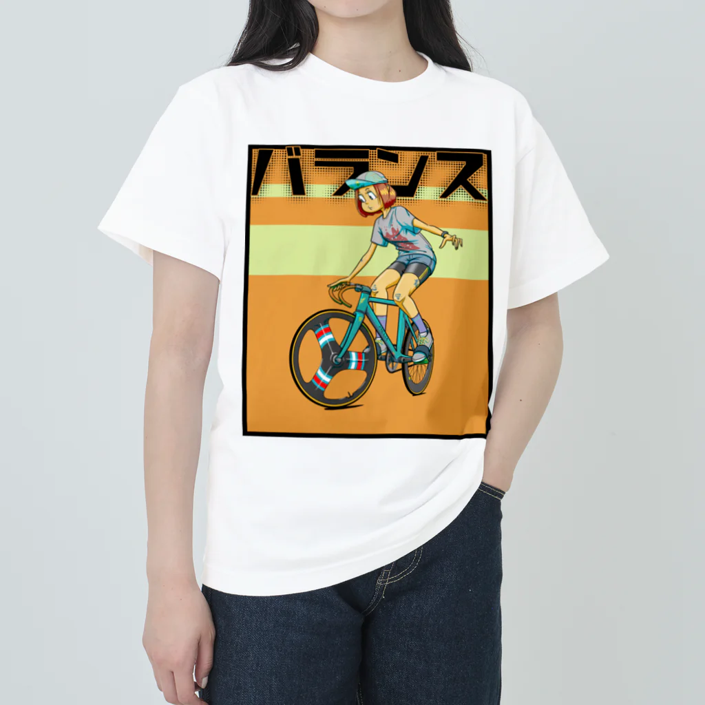 nidan-illustrationのバランス (inked fixie girl) ヘビーウェイトTシャツ