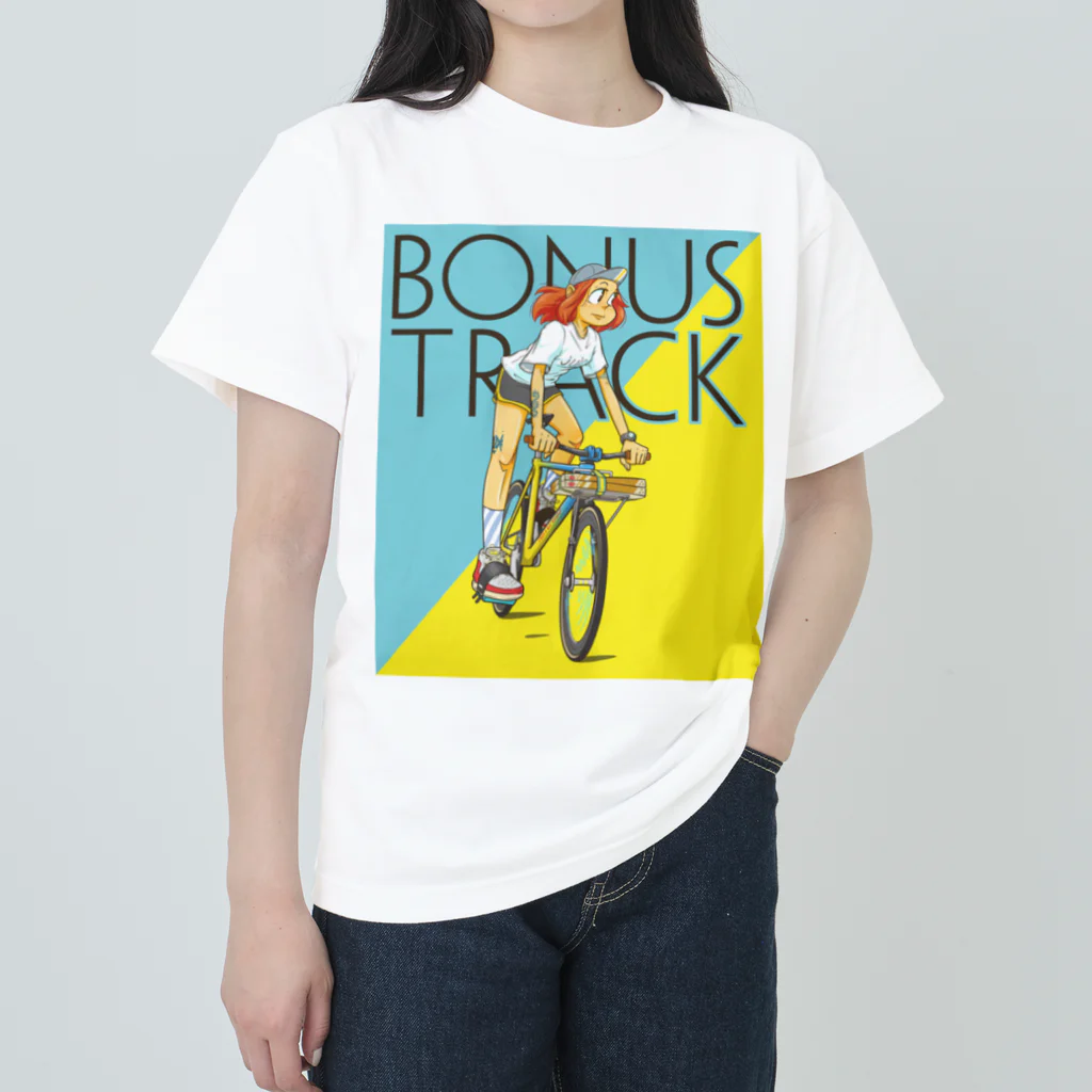 nidan-illustrationのBONUS TRACK (inked fixie girl) ヘビーウェイトTシャツ