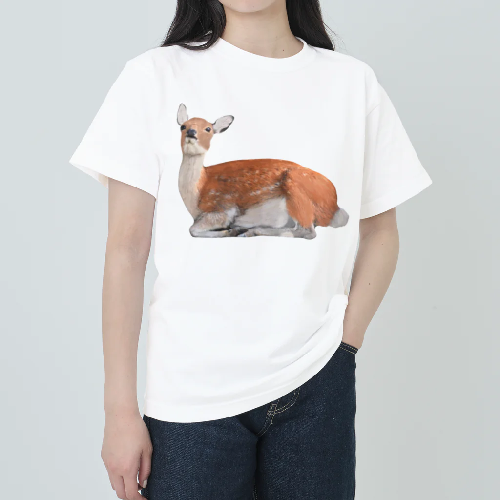 いきもの大好き！ほほえみフレンズのシカの息抜き ヘビーウェイトTシャツ