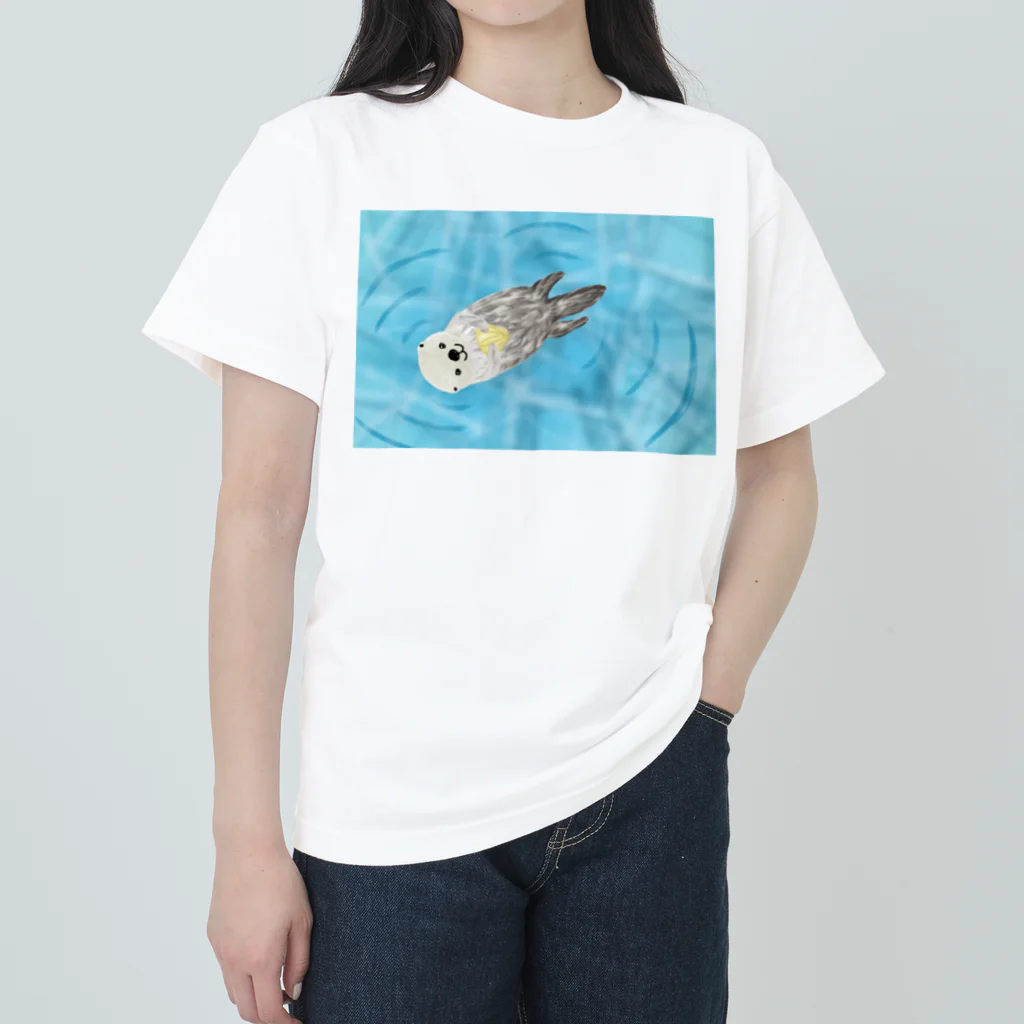 Lily bird（リリーバード）のぷかぷかラッコ 横向き① ヘビーウェイトTシャツ