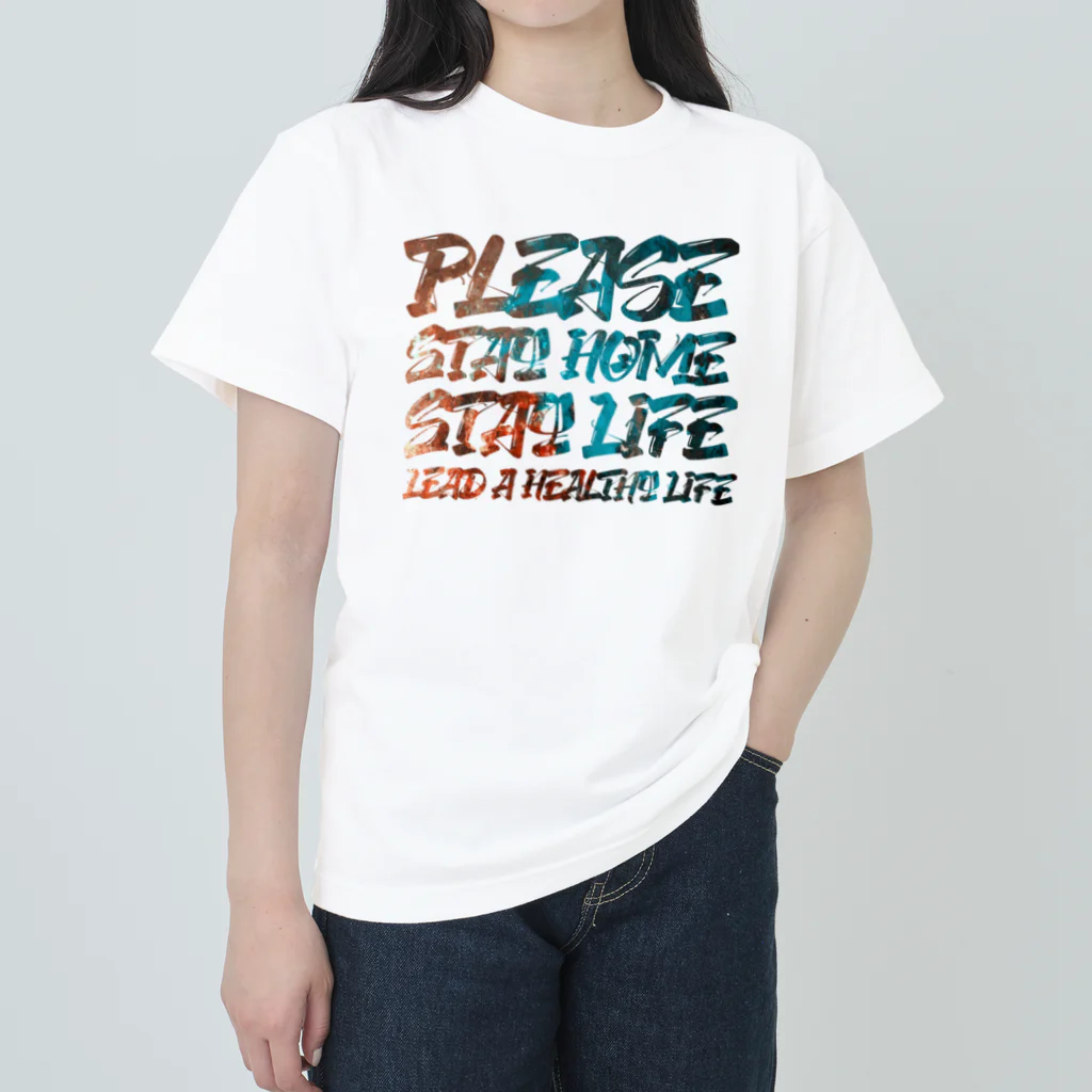 SANKAKU DESIGN STOREのPLEASE STAY HOME&LIFE! ペンキ ヘビーウェイトTシャツ