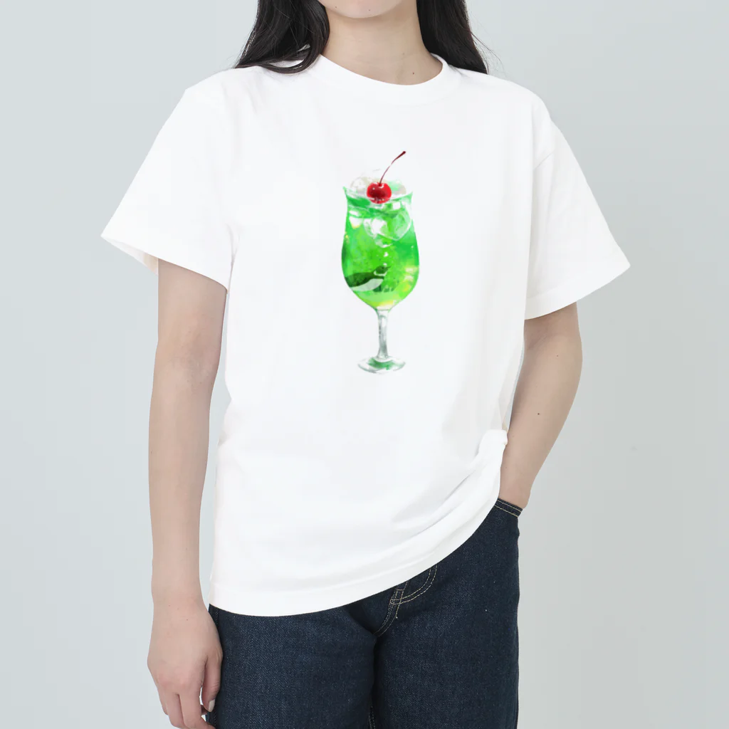 ぽっけのメロンソーダとペンギン ヘビーウェイトTシャツ