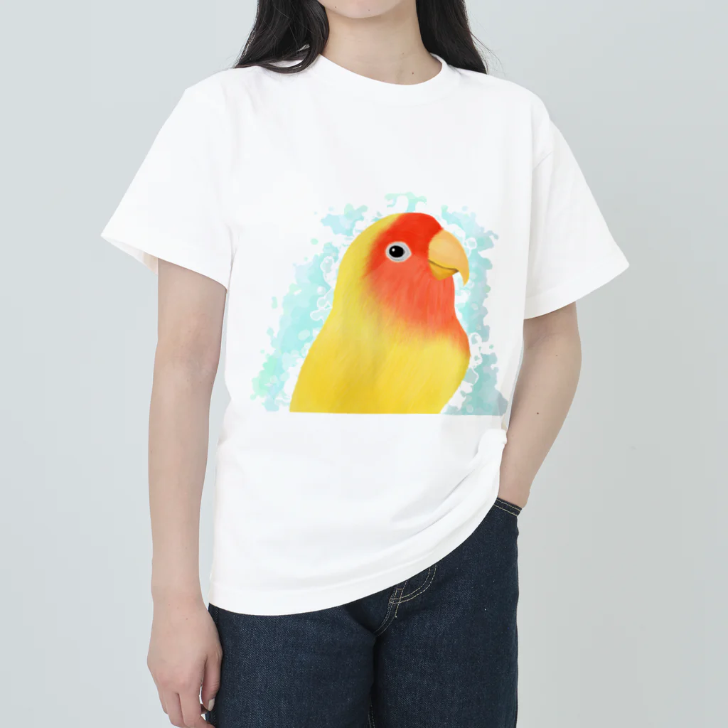 まめるりはことりのほんわかコザクラインコ　ルチノー【まめるりはことり】 ヘビーウェイトTシャツ