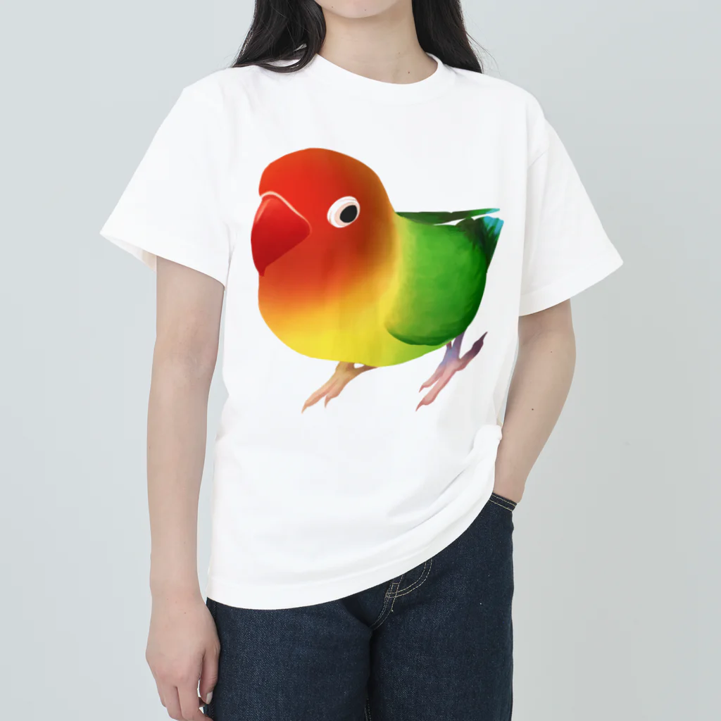 まめるりはことりのボタンインコ　おすましルリゴシボタンインコ【まめるりはことり】 ヘビーウェイトTシャツ