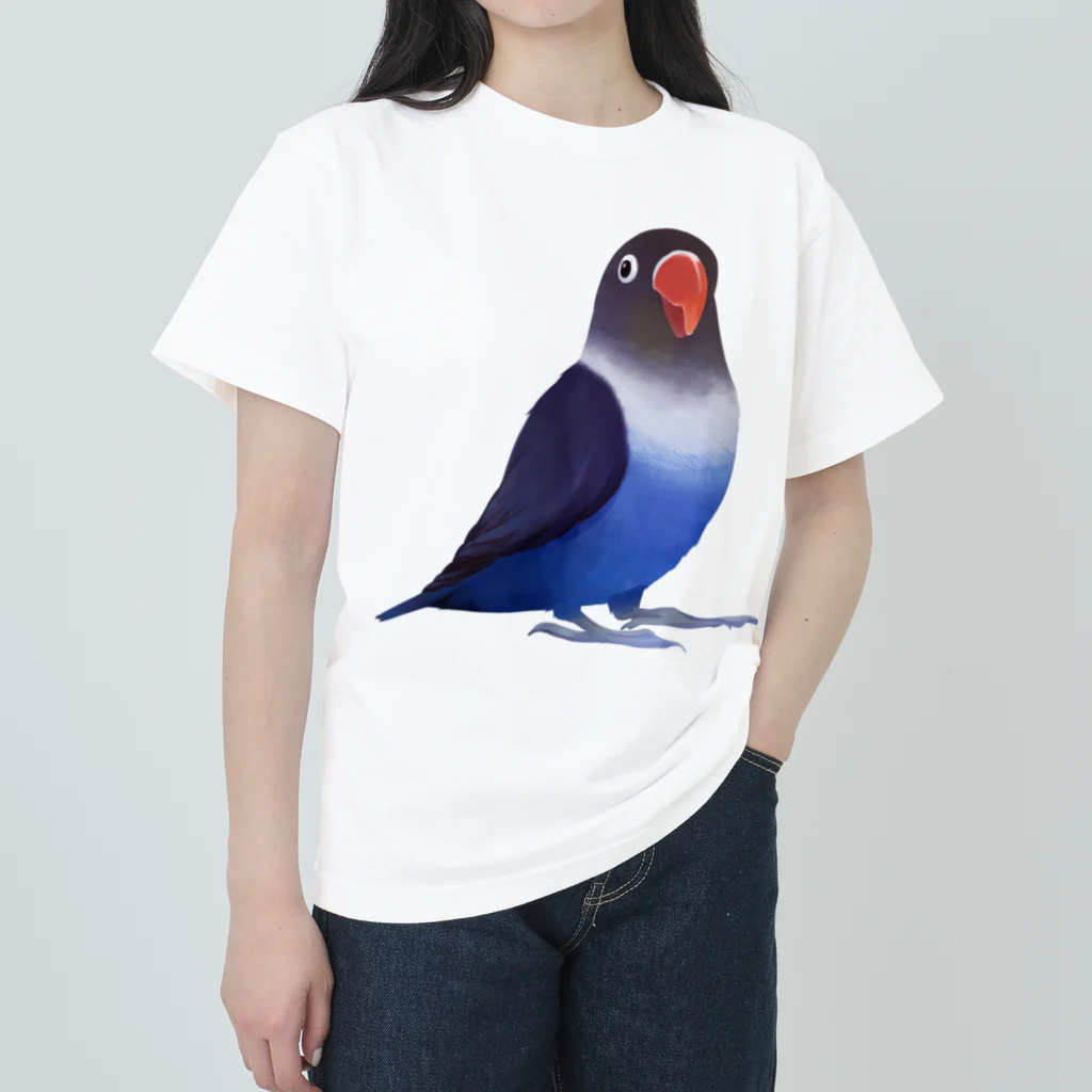 まめるりはことりのボタンインコ　おすましコバルトブルー【まめるりはことり】 ヘビーウェイトTシャツ