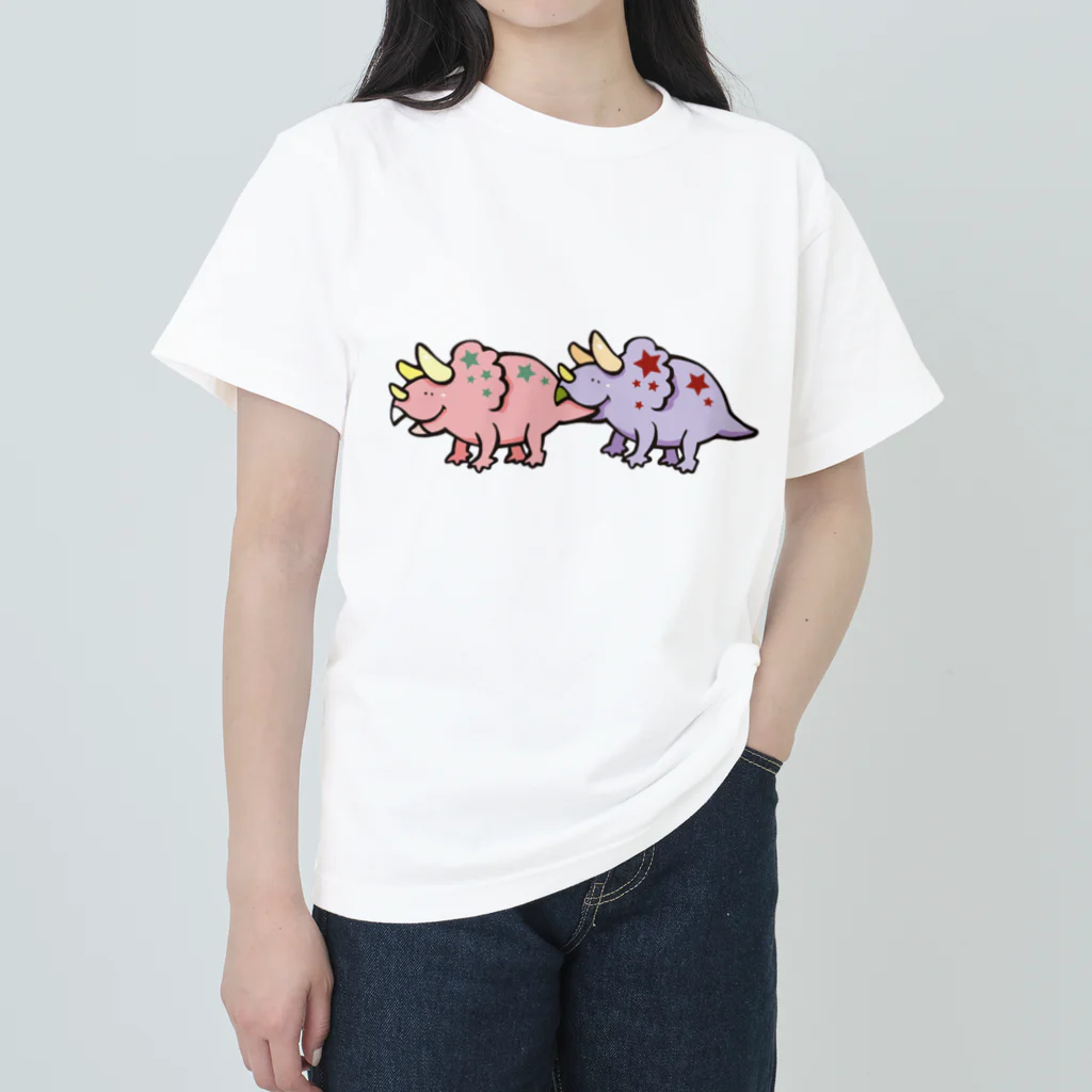 カタオカナオのカムカム恐竜（トリケラトプス） ヘビーウェイトTシャツ