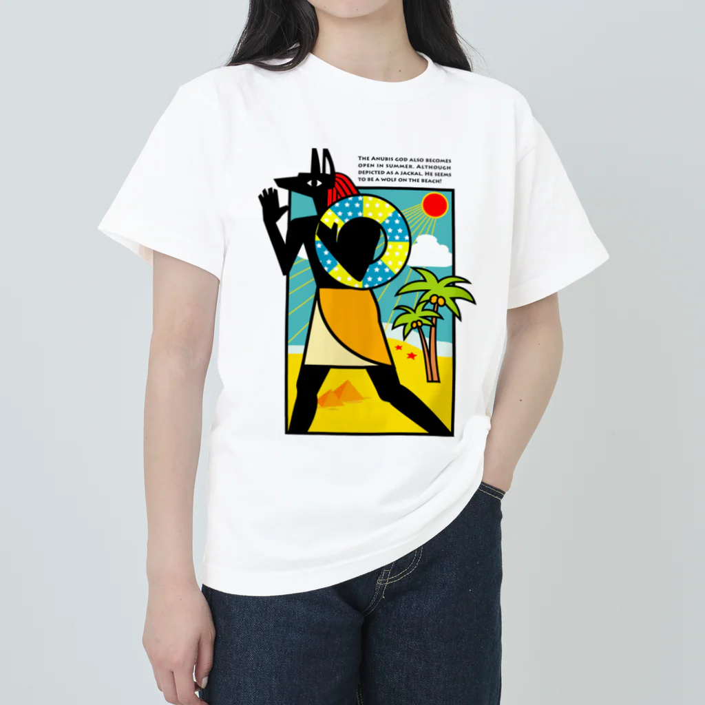 huroshikiの夏のアヌビス神 in the beach ヘビーウェイトTシャツ