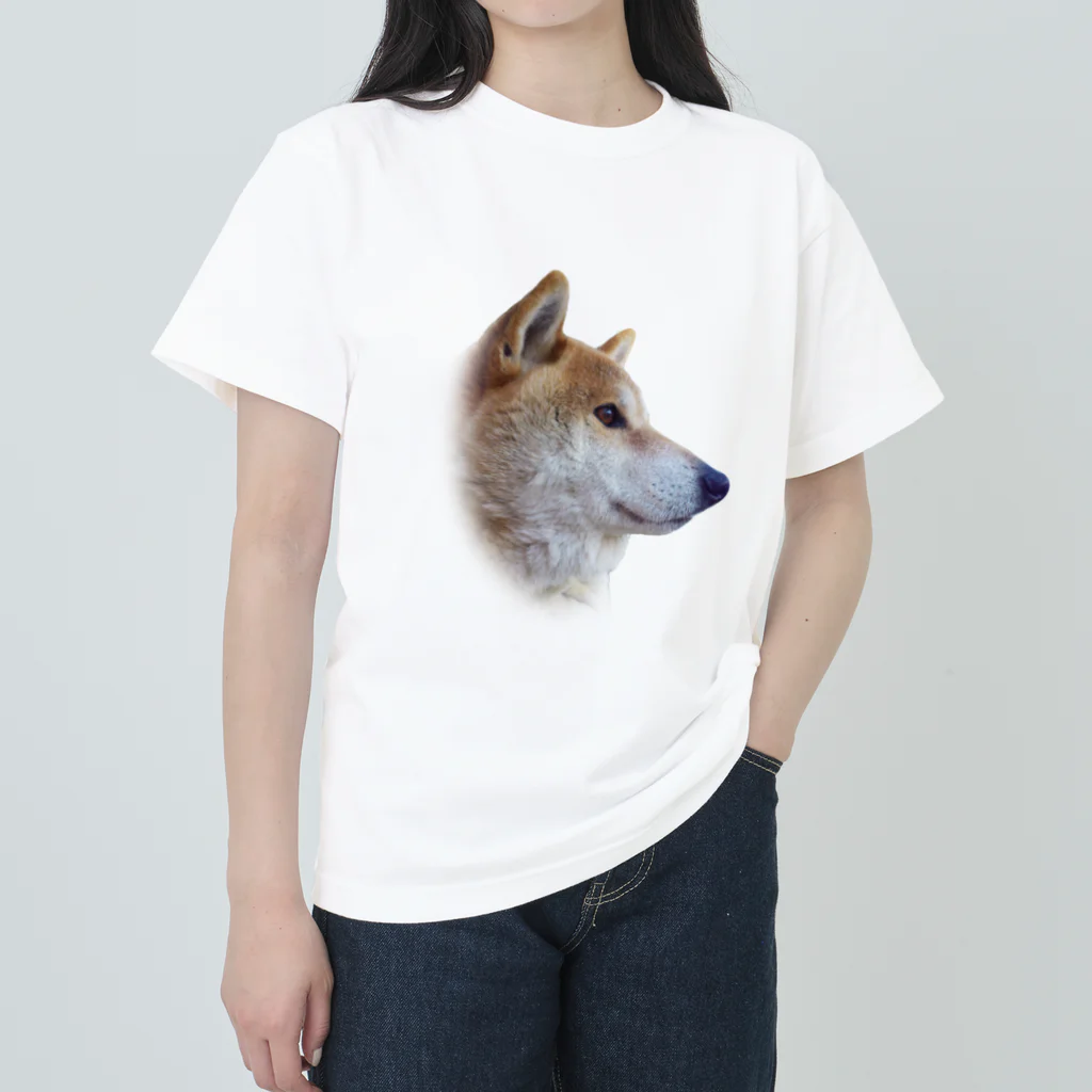 愛犬太郎のグッズの太郎の横顔【柴犬】 ヘビーウェイトTシャツ