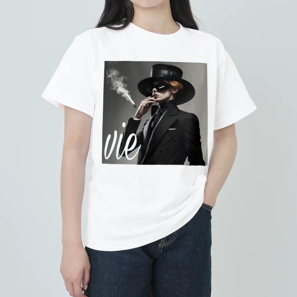 vieのvie BLACK_smoke Heavyweight T-Shirt