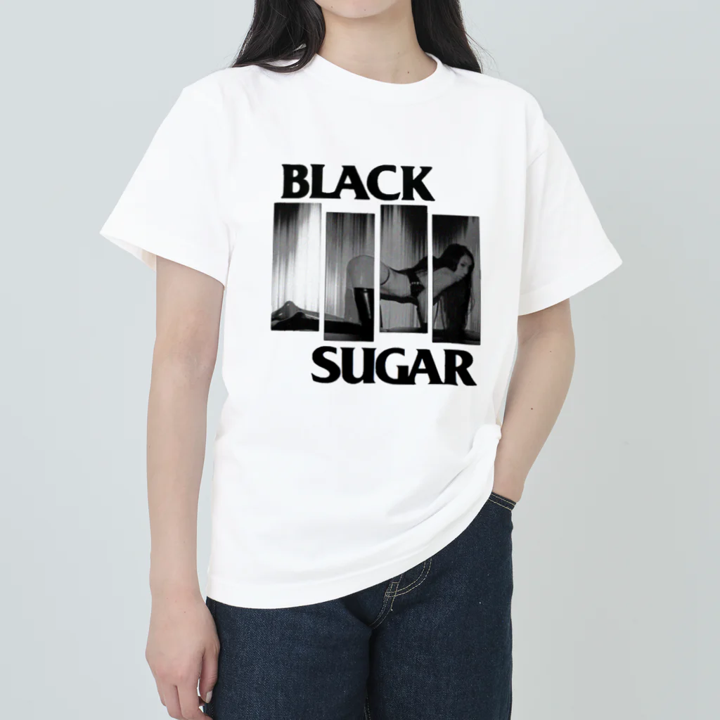 毛玉のさとうのBlackSuger(黒文字) ヘビーウェイトTシャツ