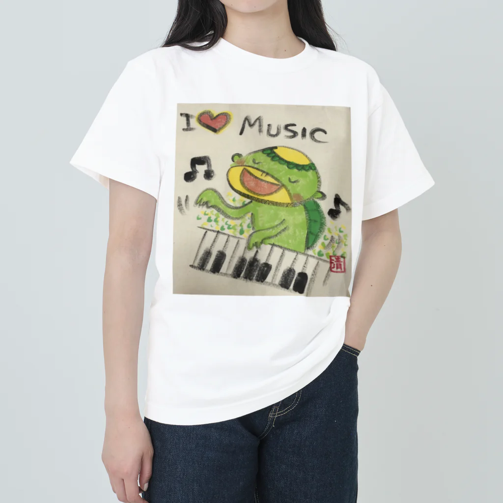 KIYOKA88WONDERLANDのピアノかっぱくん Piano Kappa-kun Heavyweight T-Shirt