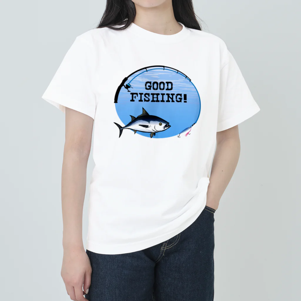 猫と釣り人のクロマグロ_1_C Heavyweight T-Shirt