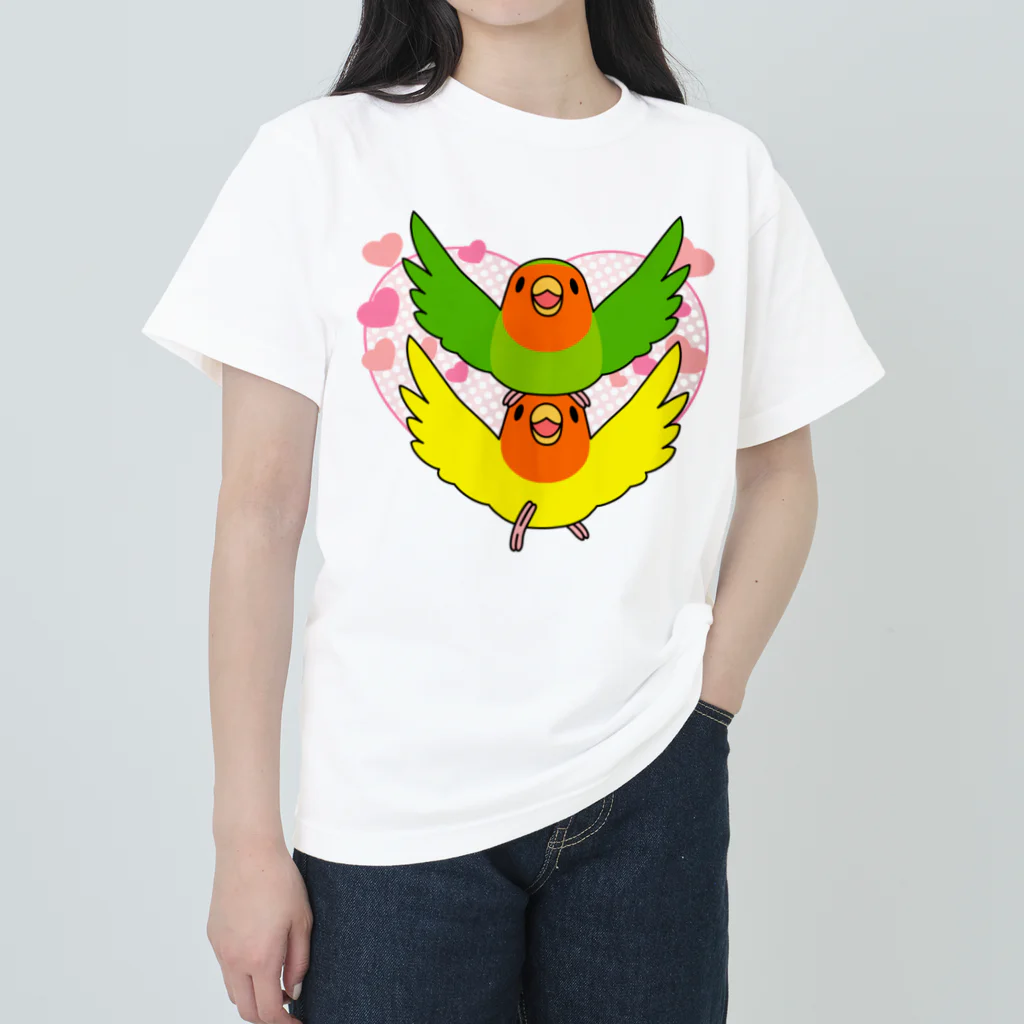 まめるりはことりのラブリーコザクラインコ【まめるりはことり】 ヘビーウェイトTシャツ