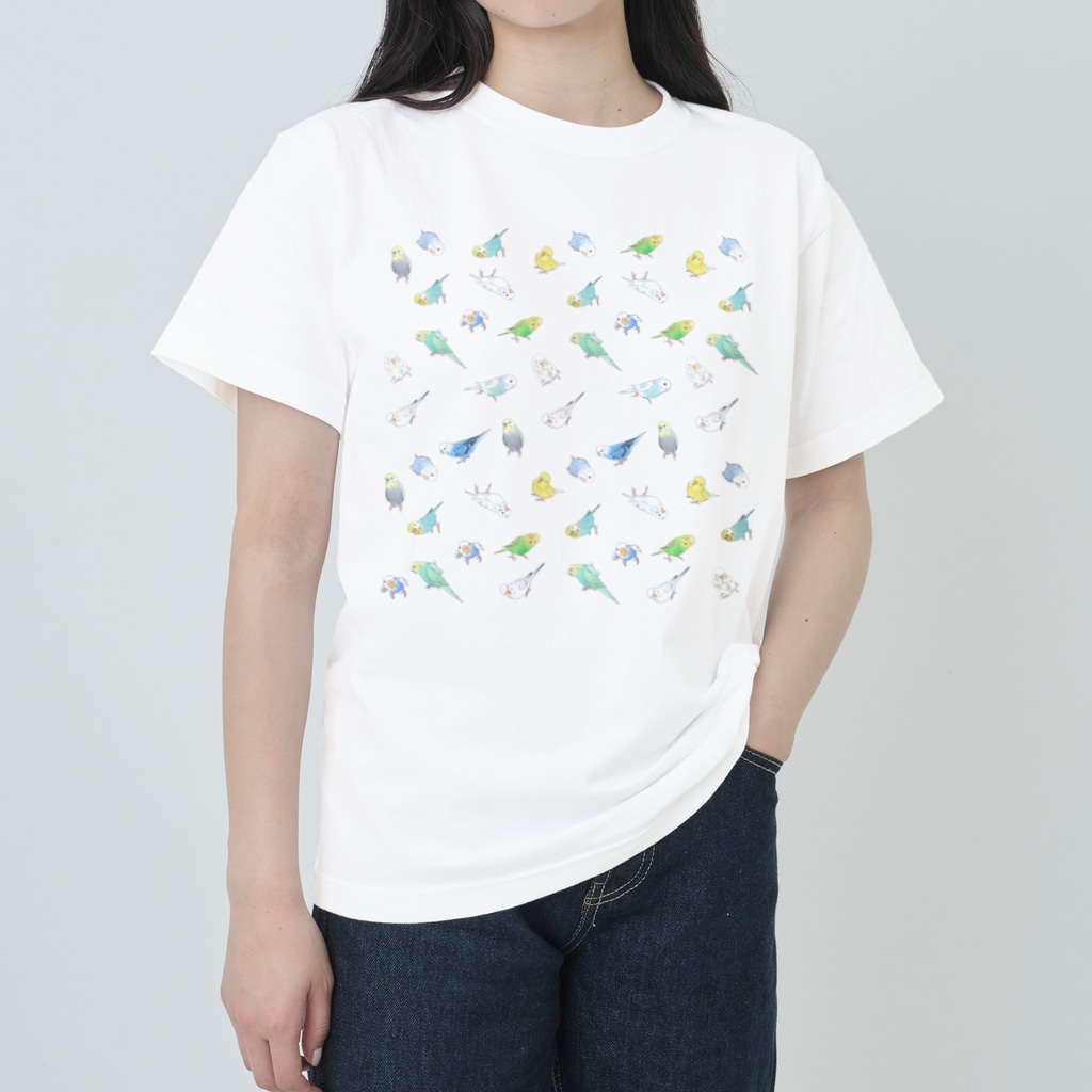 まめるりはことりのたっぷりセキセイインコちゃん【まめるりはことり】 Heavyweight T-Shirt