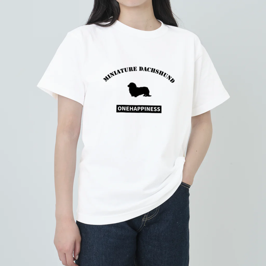 onehappinessのミニチュアダックスフンド  ONEHAPPINESS ヘビーウェイトTシャツ