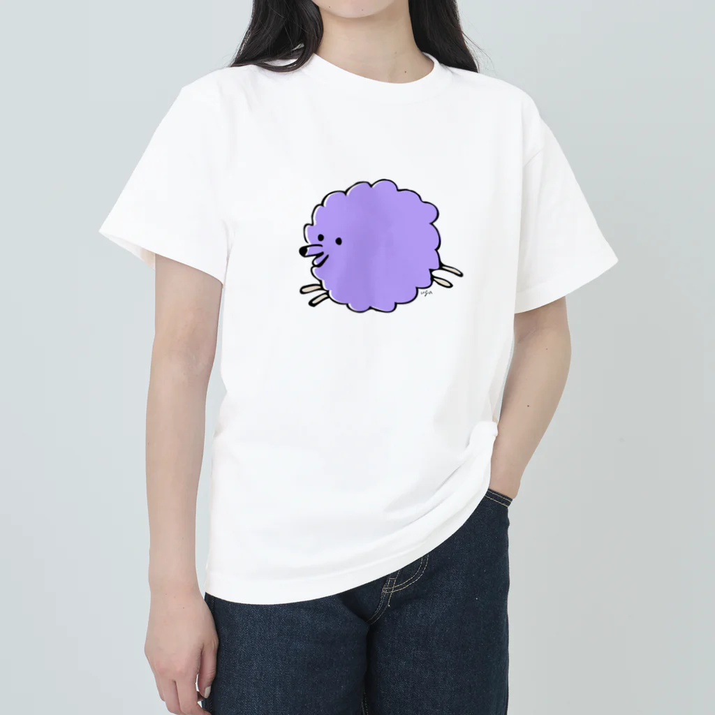 Misato Ugai illustration shopのInuuu - fluffy dog ヘビーウェイトTシャツ