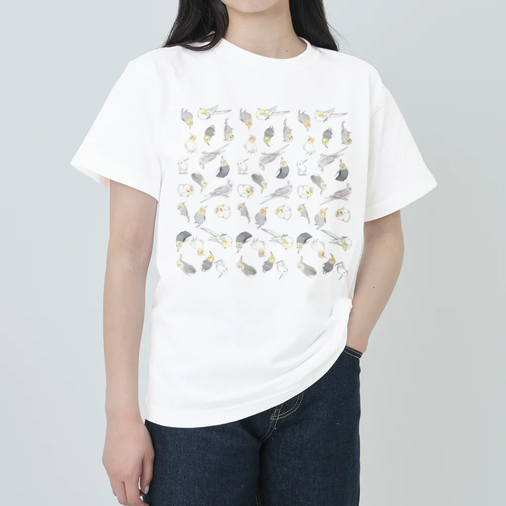 まめるりはことりのたっぷりオカメインコちゃん【まめるりはことり】 ヘビーウェイトTシャツ