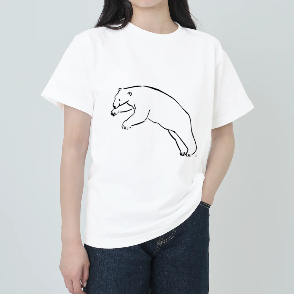 しろくま&ペンギン通信の飛び込もうとしているりあるしろくま Heavyweight T-Shirt