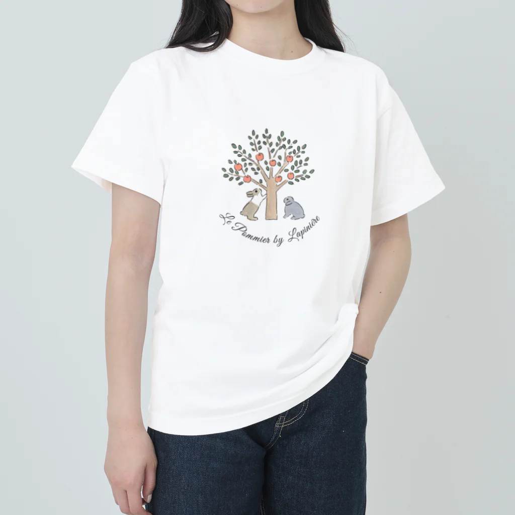 lapiniere ラピニエールのリンゴの木とうさぎさん Heavyweight T-Shirt