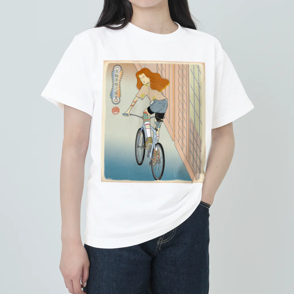 nidan-illustrationの"双輪車娘之圖會" 4-#1 Heavyweight T-Shirt