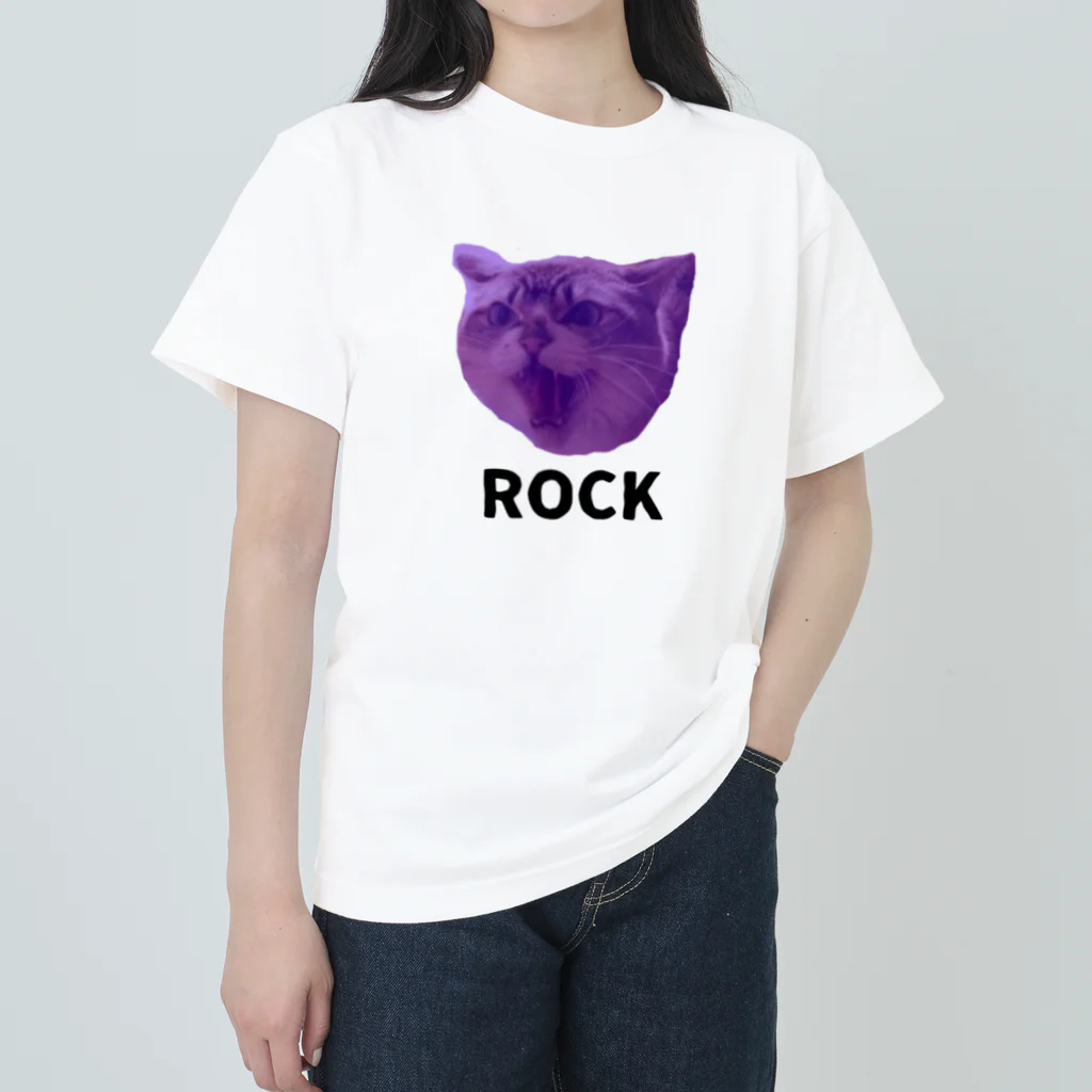 小鳥と映画館のロックなネコ Heavyweight T-Shirt