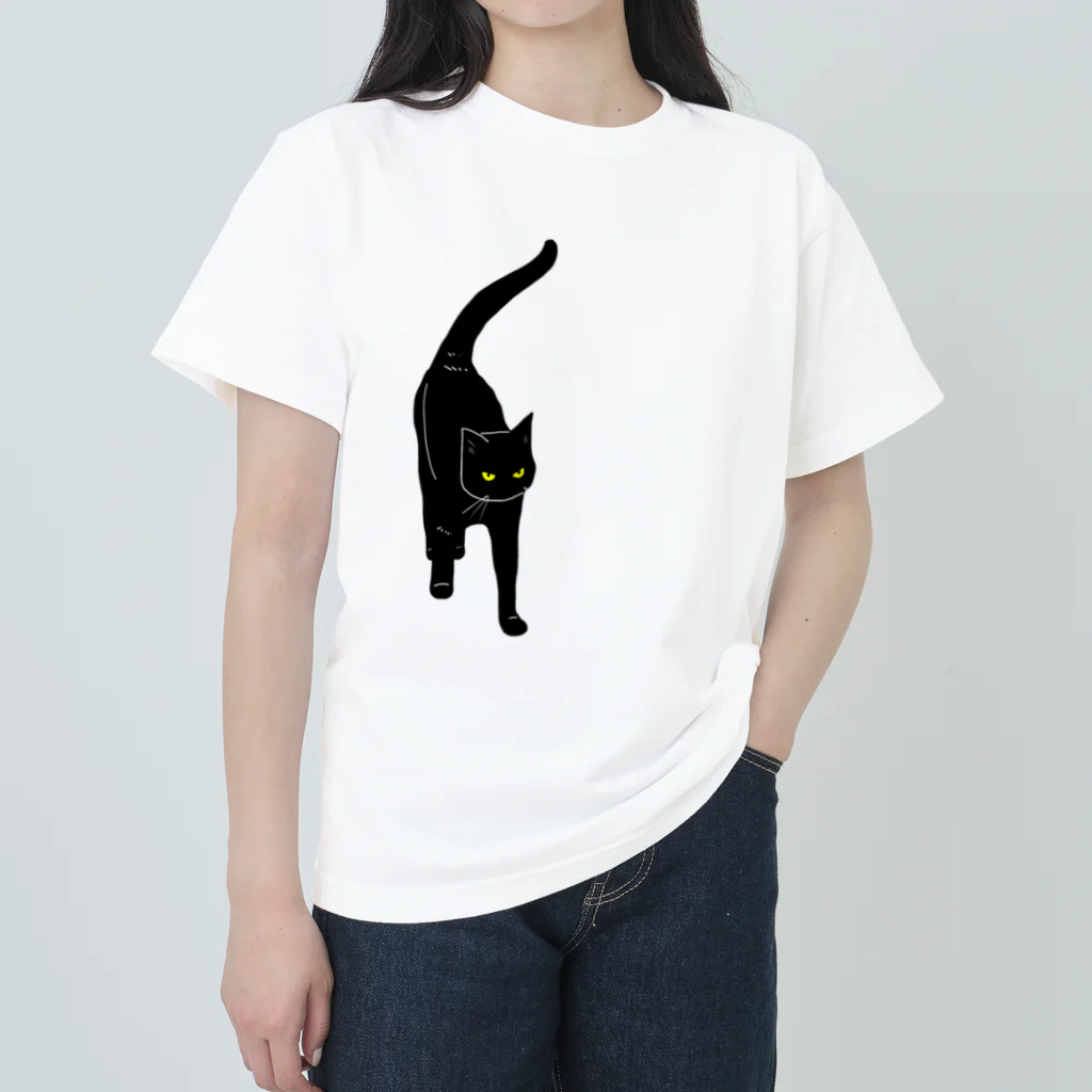 小鳥と映画館の黒猫が来る そして去る 右胸バージョン ヘビーウェイトTシャツ