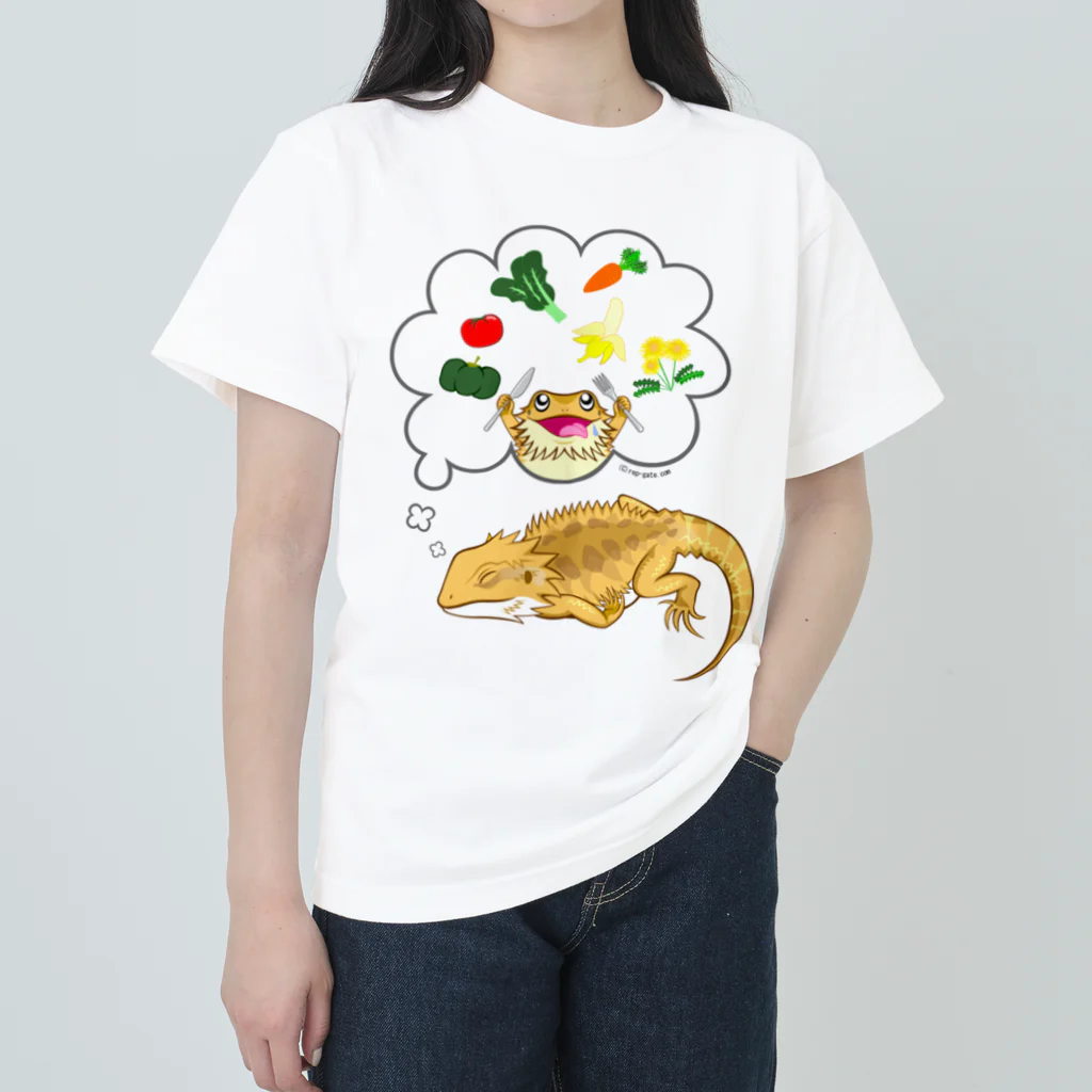 もむのふの爬虫類グッズやさんの夢見るフトアゴちゃん ヘビーウェイトTシャツ