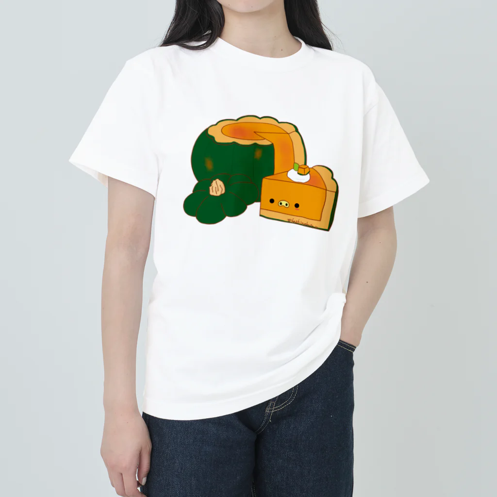 Draw freelyのまるごとかぼちゃプリン ヘビーウェイトTシャツ