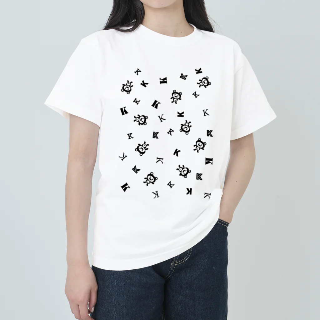 ヨープキャンが気になったのケロっ子 パターン ブラック Heavyweight T-Shirt