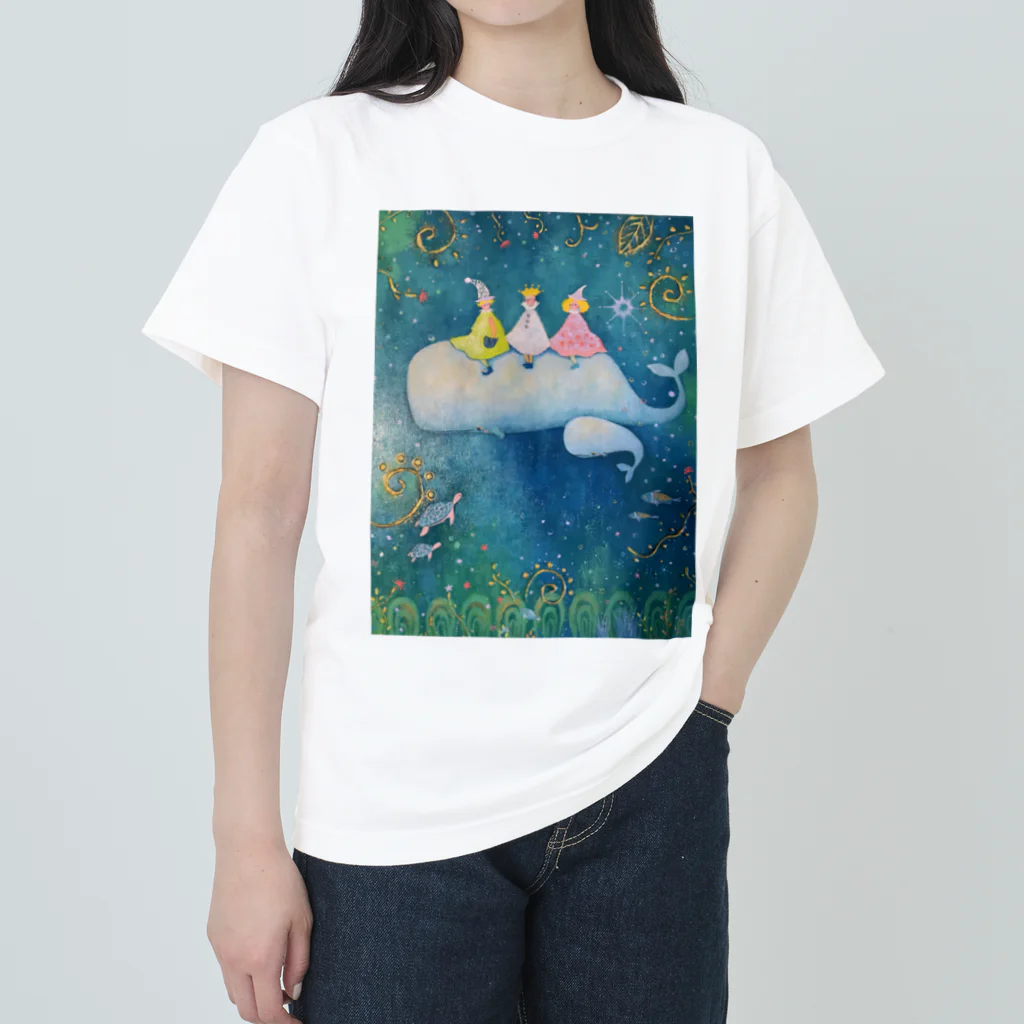 aoitsukiのくじらさんと仲間たち ヘビーウェイトTシャツ