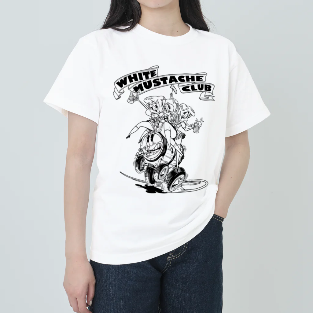 nidan-illustrationの"WHITE MUSTACHE CLUB"(タイトルなし)) Heavyweight T-Shirt