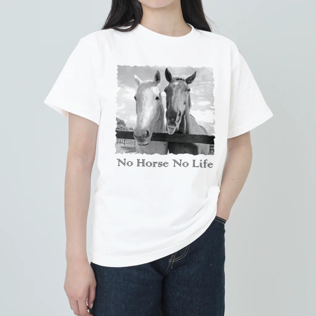SHOP HAPPY HORSES（馬グッズ）のスピプー（モノクロ） Heavyweight T-Shirt