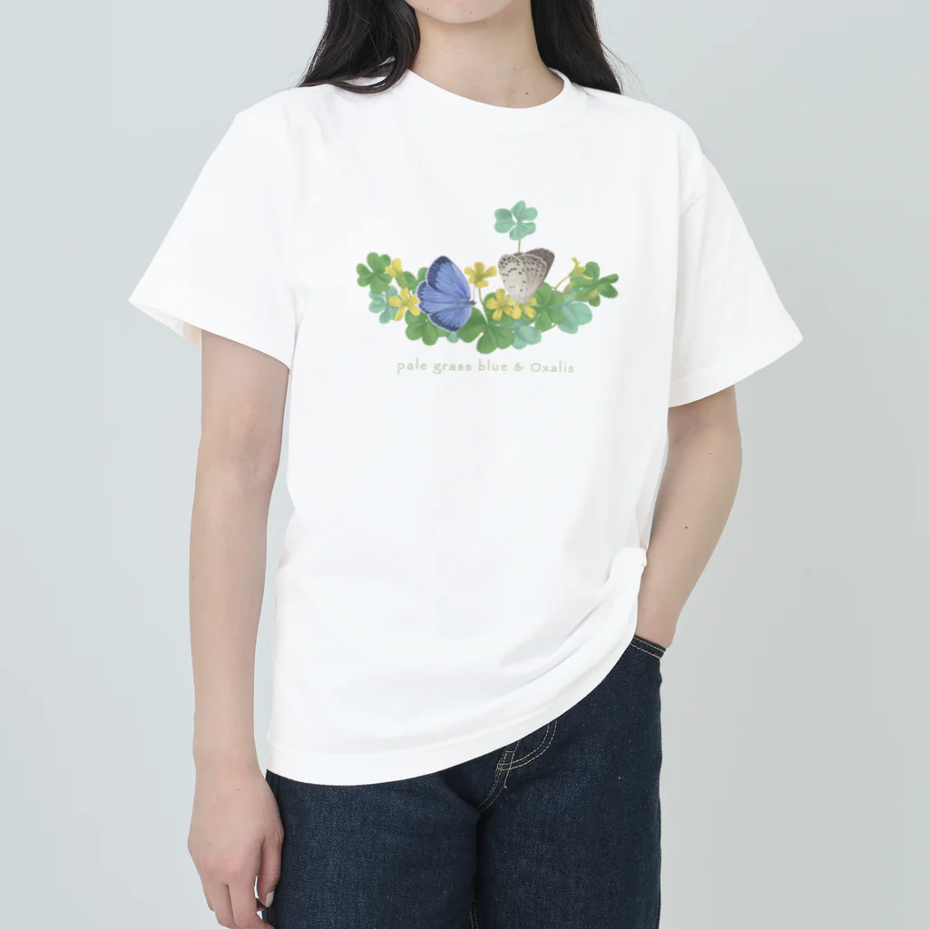 kitaooji shop SUZURI店のヤマトシジミとカタバミ Heavyweight T-Shirt