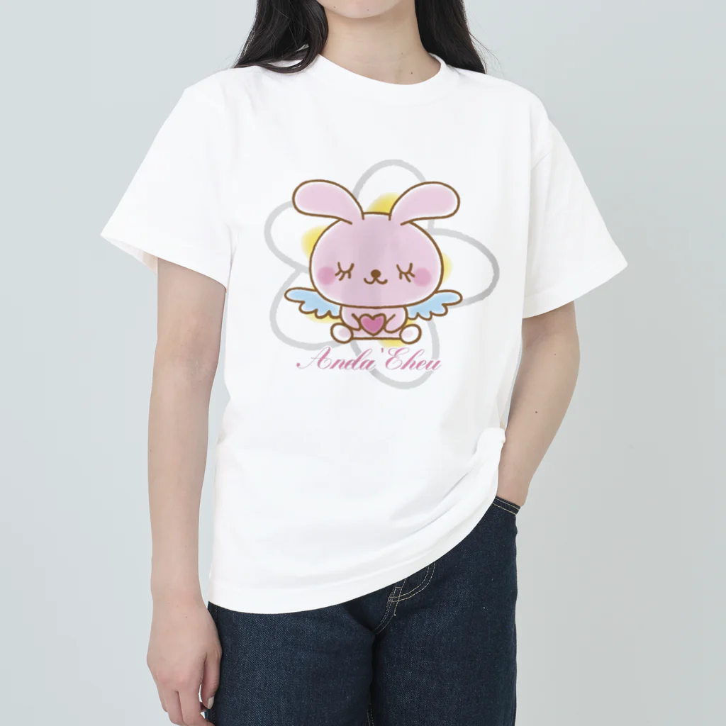 Anela’Eheuの天使のうさぎハピバニちゃん ヘビーウェイトTシャツ