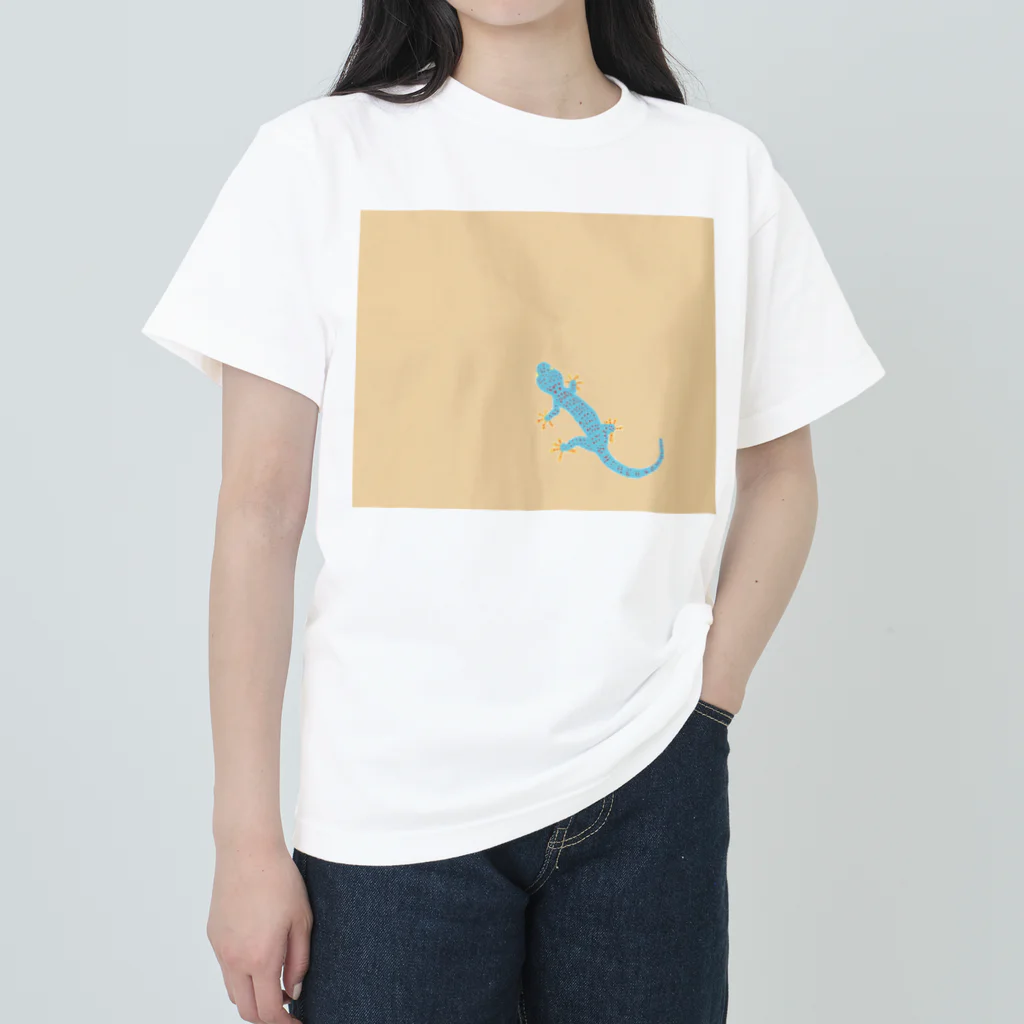 ホームタウンスター　Hometown Star のトッケイヤモリ（砂地）　Gekko gecko (sand) ヘビーウェイトTシャツ