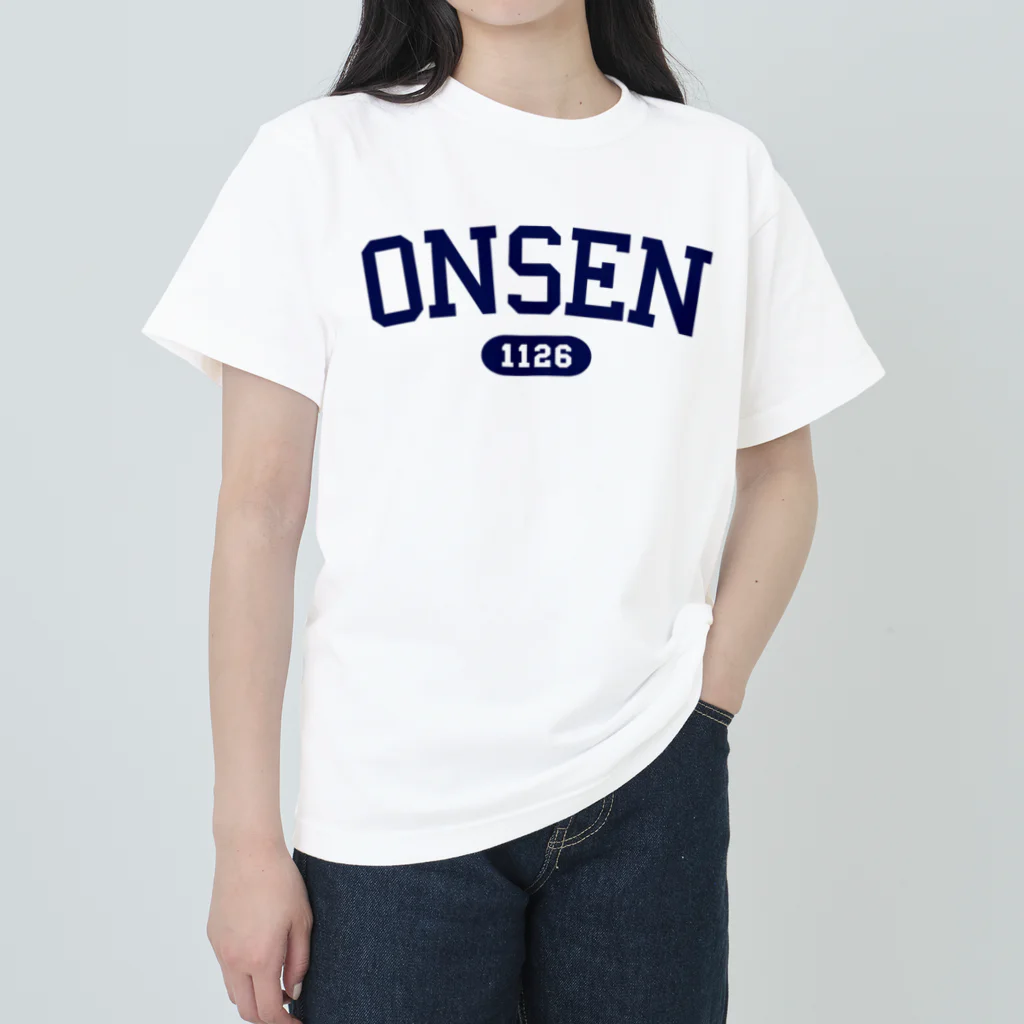 温泉グッズ@ブーさんとキリンの生活のONSEN 1126（ネイビー） Heavyweight T-Shirt