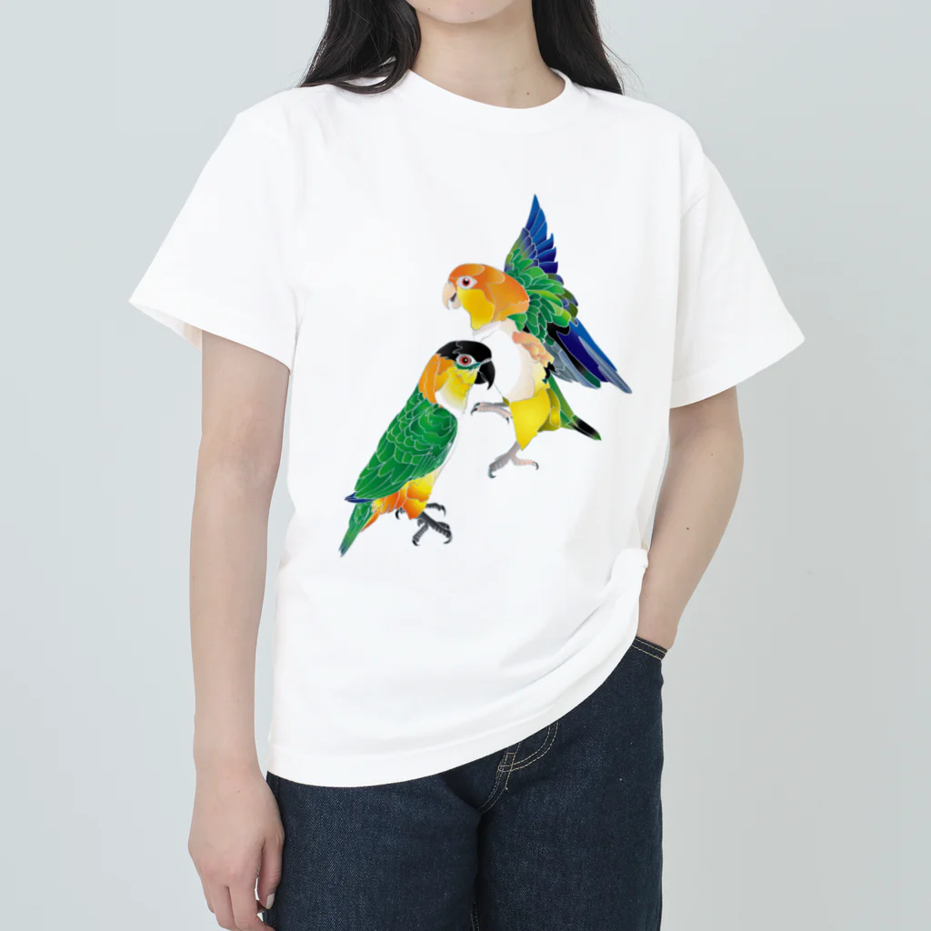 piyopiyobrandのシロハラインコたち ヘビーウェイトTシャツ